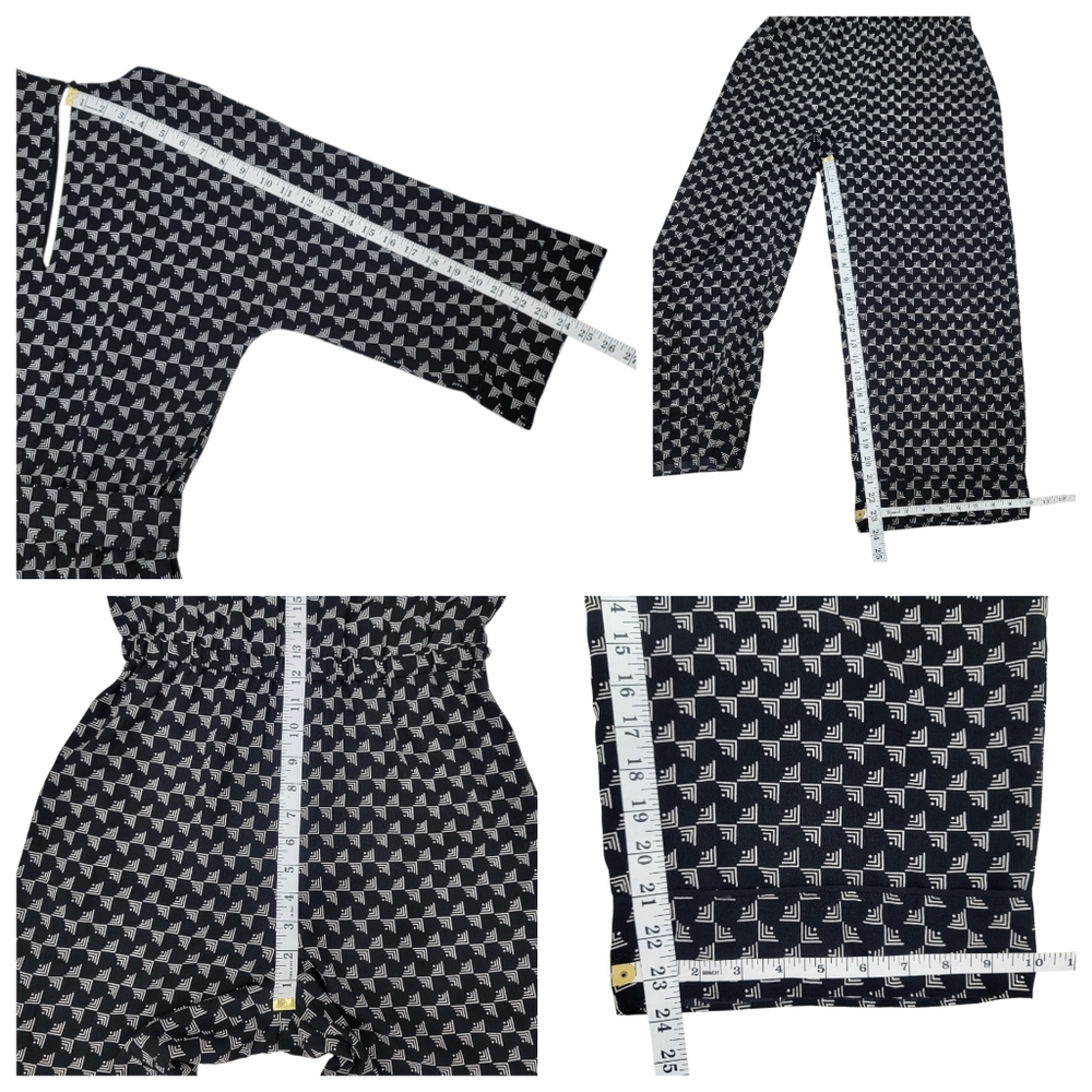 Joie Burgess Jumpsuit Black Wide Leg Cropped Geometric Print Belted Women’s S - Picture 15 of 17